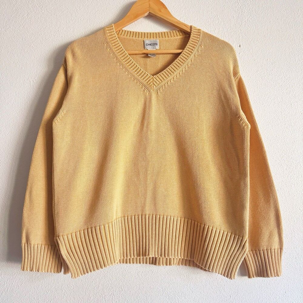 90s vintage mustard yellow cotton knit sweater
